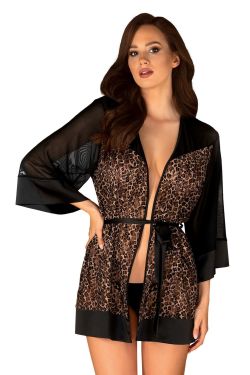 Kimono "Allunes" schwarz/leopard S/M, L/XL
