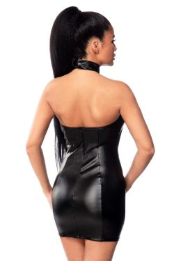 Wetlook-Kleid schwarz S M L XL 2XL